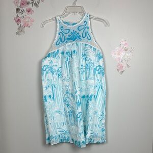 Lilly Pulitzer Turquoise and White Patterned Dress - S